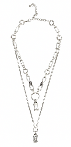 Double Chain & Crystal Necklace