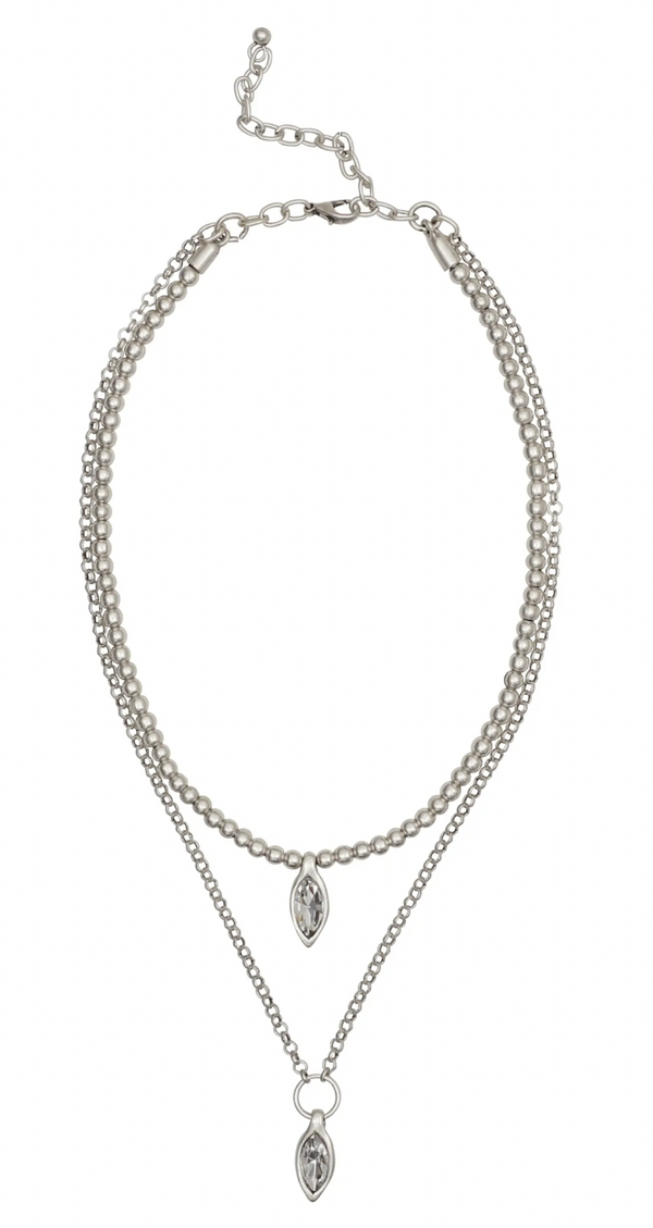 Double Bead & Crystal Necklace