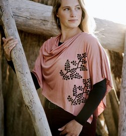 Berry Branch Coral Poncho
