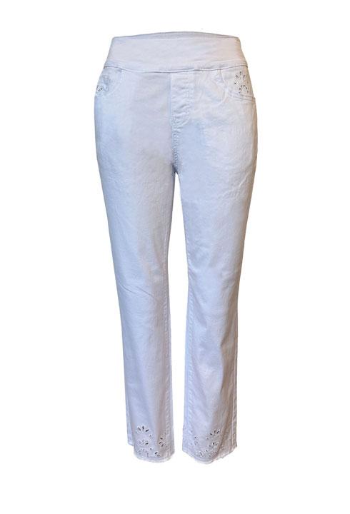 White Pull on Ankle Pant