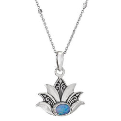 Sacred Lotus Sterling Opal Necklace
