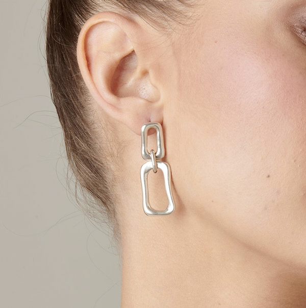 Silver Double Date Earring