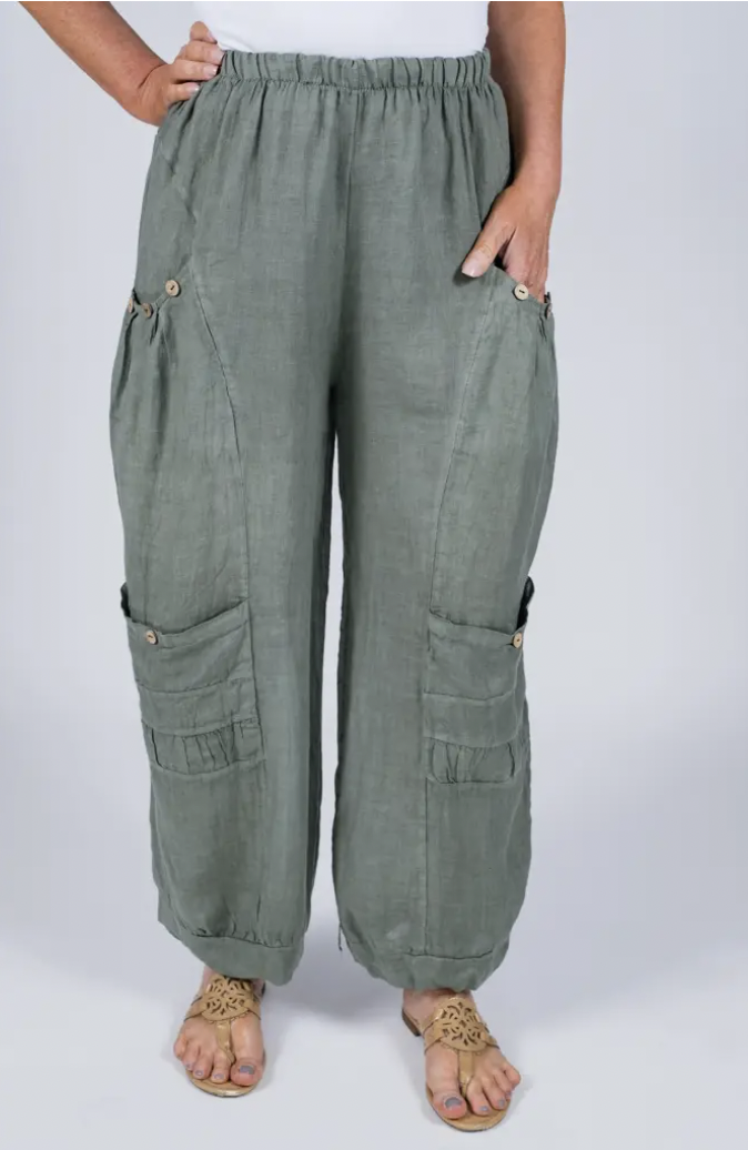 Mary Double Pocket Linen Pant