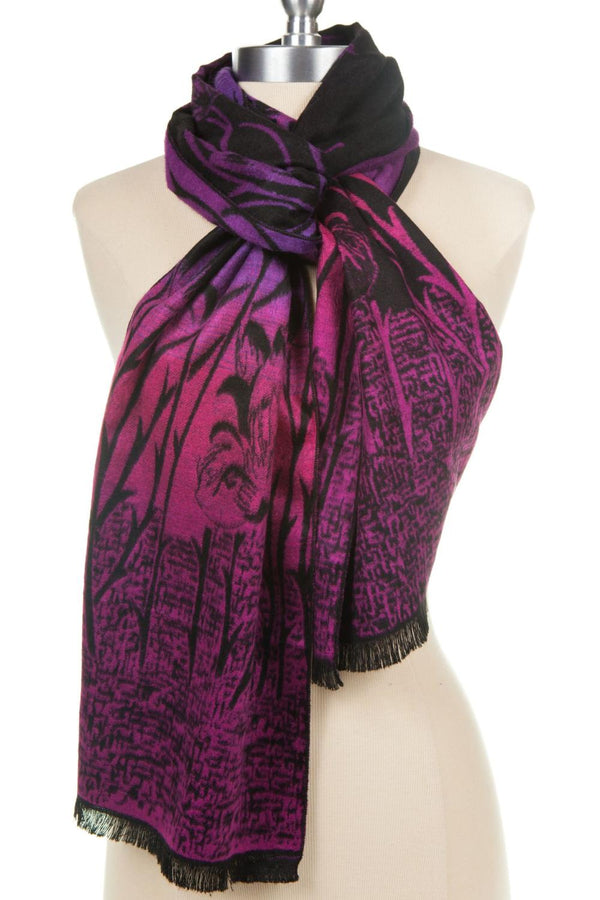 Fuschia Floral Cashmere Scarf