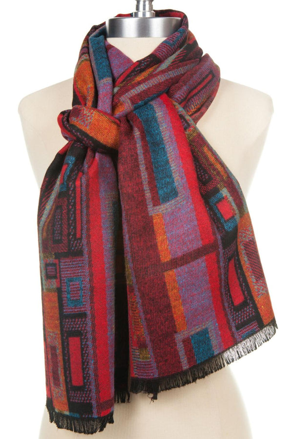 Red Blocks Cashmere Scarf