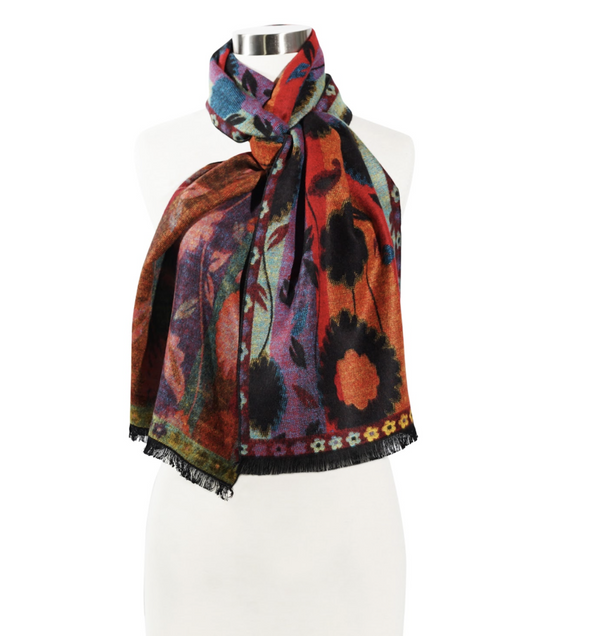 Red Floral Cashmere Scarf