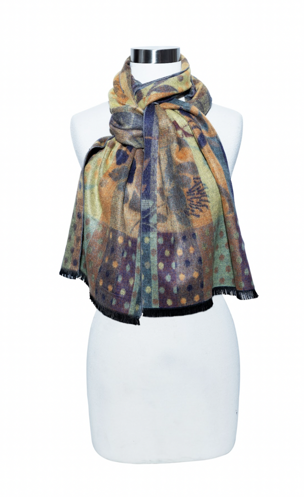 Orange Abrstract Polka Dot Cashmere Scarf