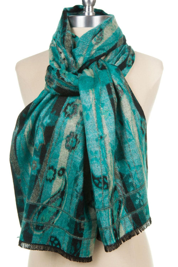 Turq Paisley Cashmere Scarf