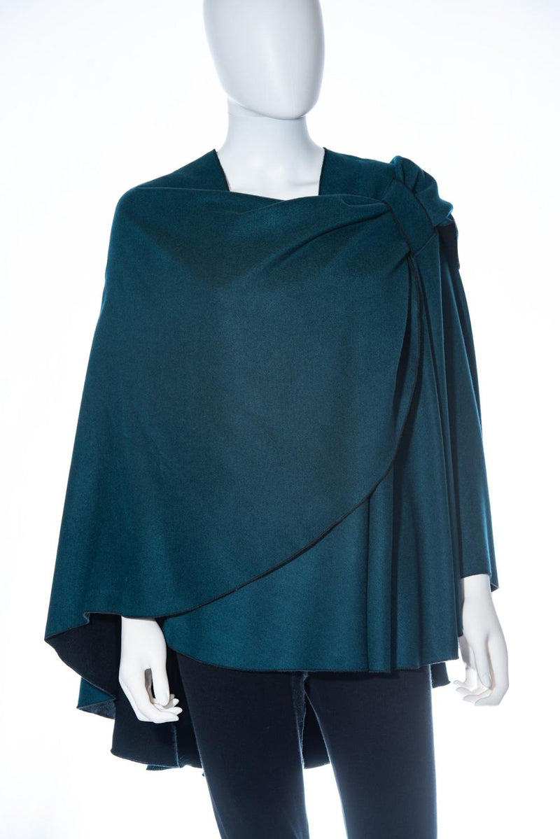 Teal Black Rev Cashmere Loop Shawl
