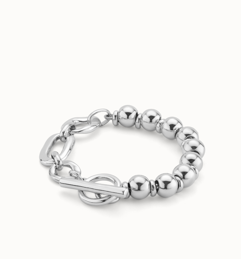 Silver Bead and Link Bracelet