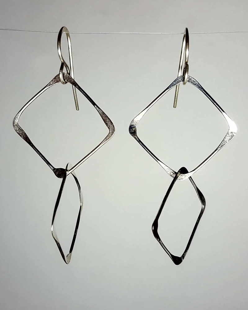 Sterling Double Square Earring