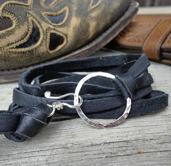 Black Leather Wrap Bracelet