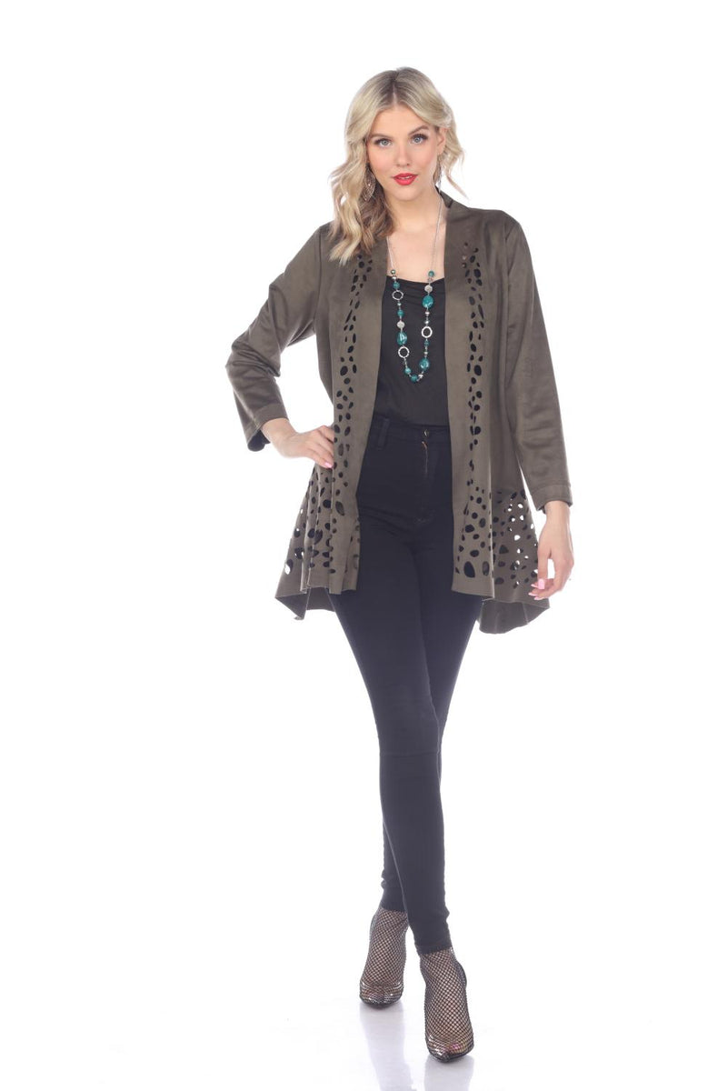 Olive Suede Cutout Jacket