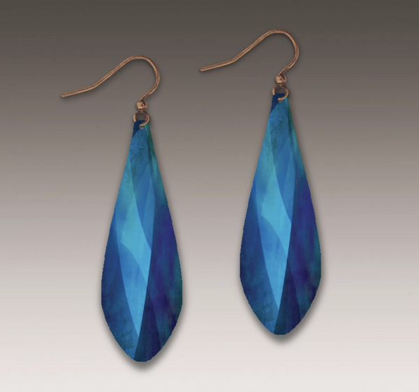 Blue Diamond Tear Drop Earring