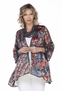 Floral Calligraphy Silk Jacket