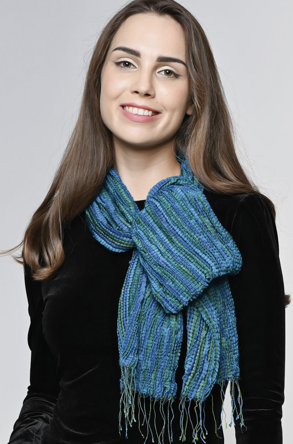 Revati Peacock Silk & Wool Scarf