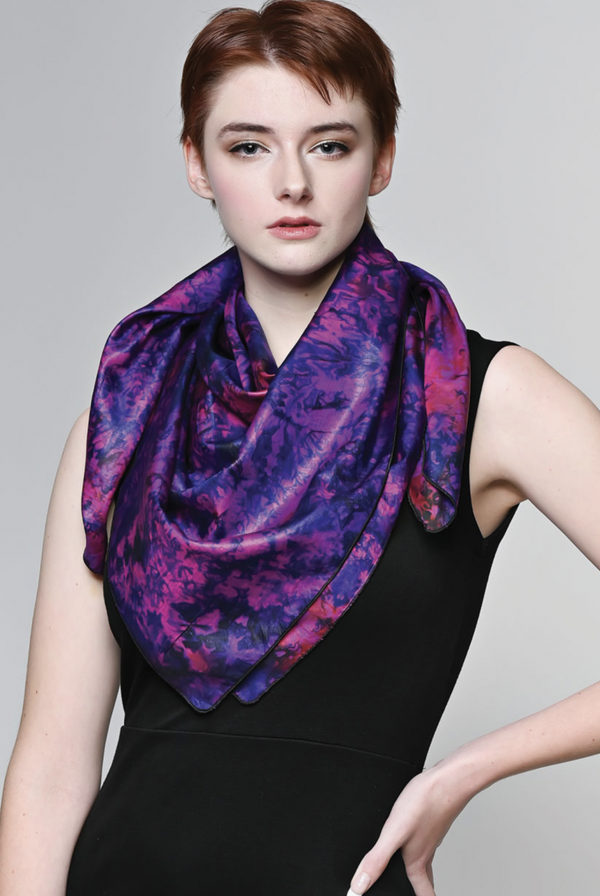 Fuchsia Batik Silk Sari Scarf