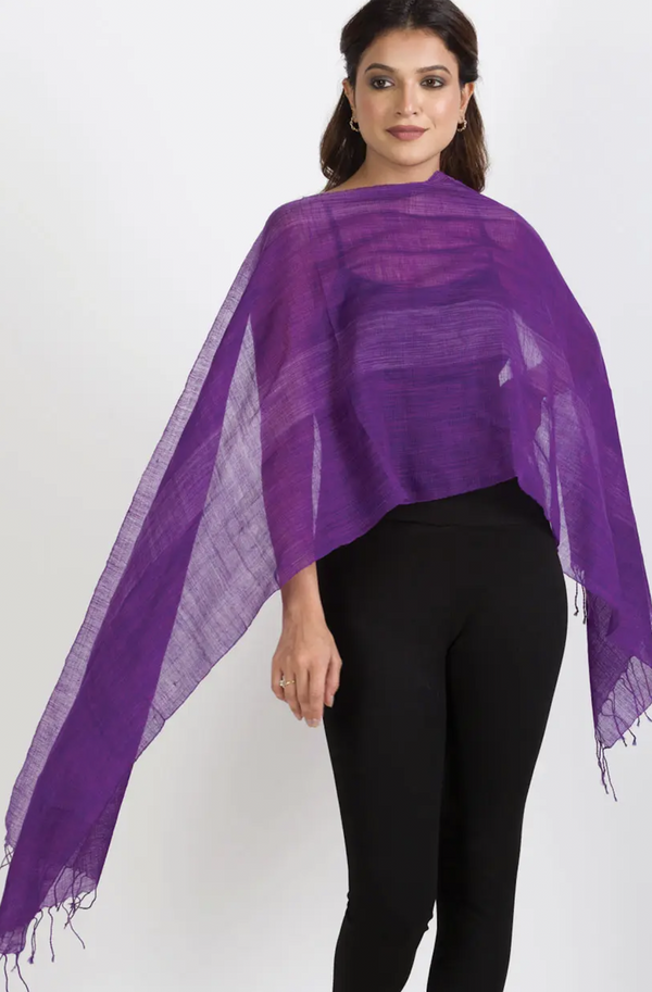 Ikat Purple Wool Scarf