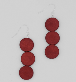 Red Triple Bead Earring