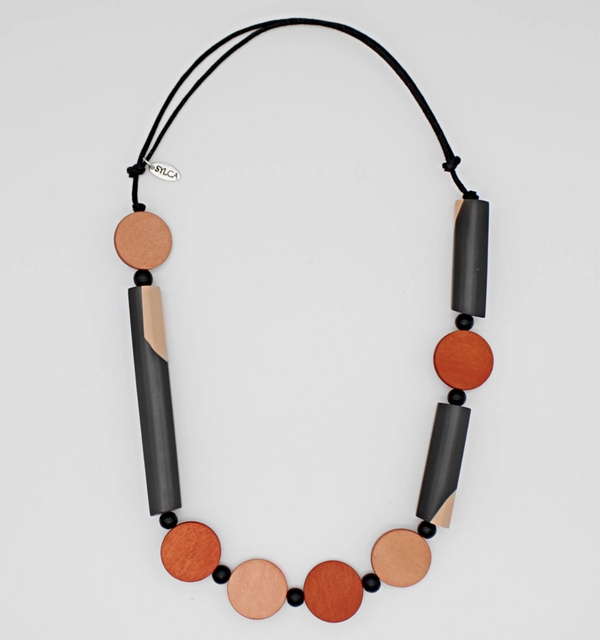 Orange and Gray Bar Necklace