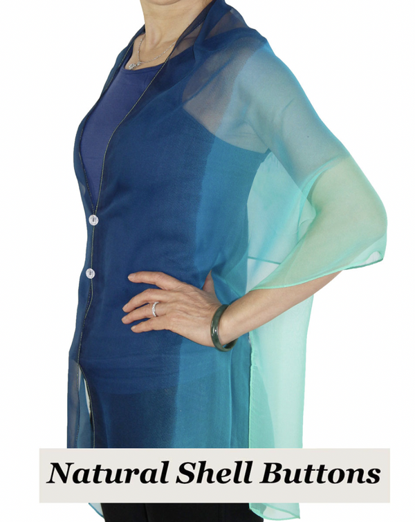 Ombre Teal Button Shawl