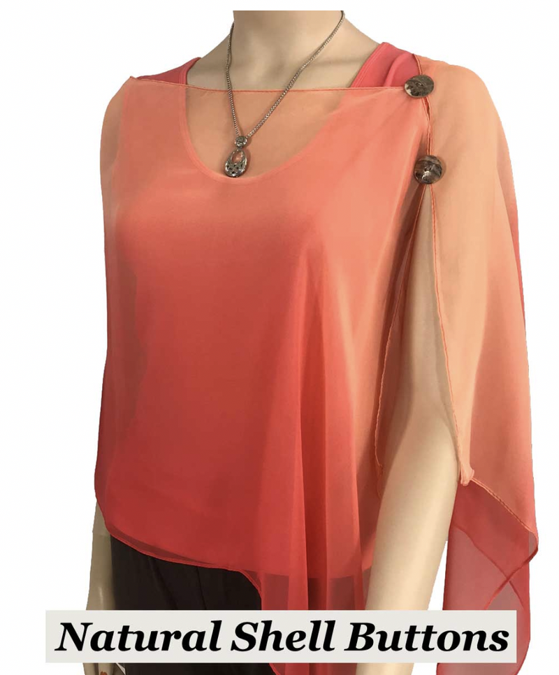 Ombre Coral Button Shawl