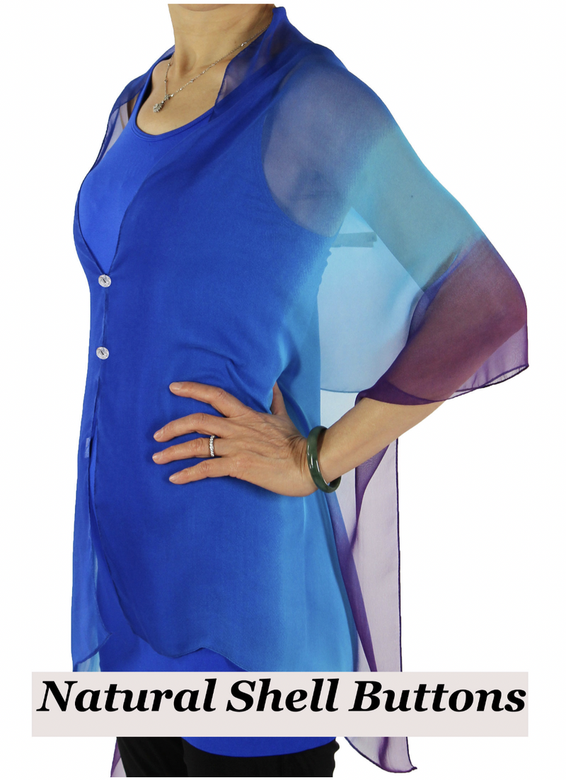 Ombre Turquoise Purple Button Shawl