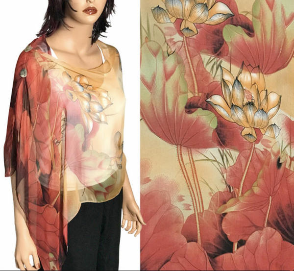 Red Lotus Button Shawl