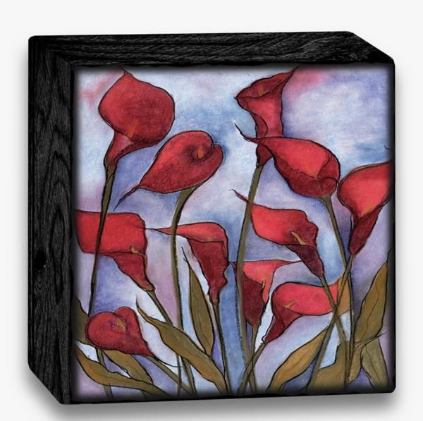 Red Floral Art Block