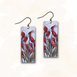 Red Calla Rect Earring