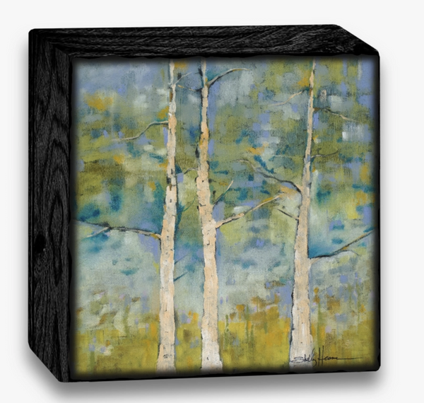 Green Birch Trees Art Block