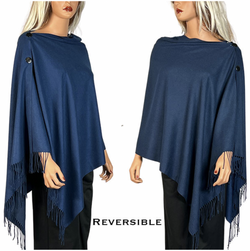 Navy Revesible Button Shawl