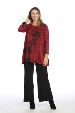 Red Slinky Floral Art Tunic