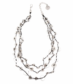 Triple Silver & Leather Necklace