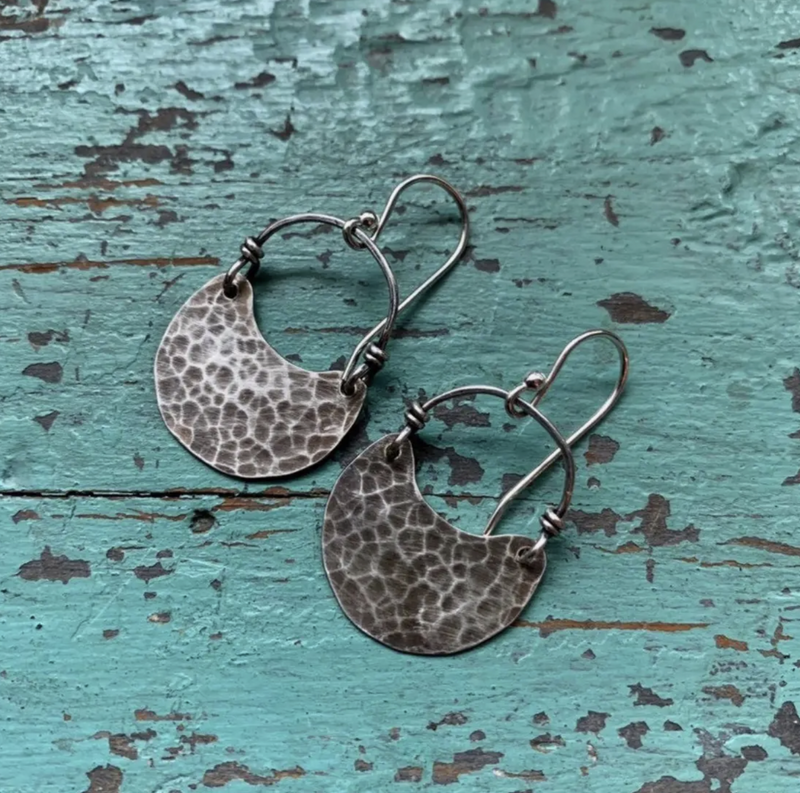 Small Sterling Crescent Earring
