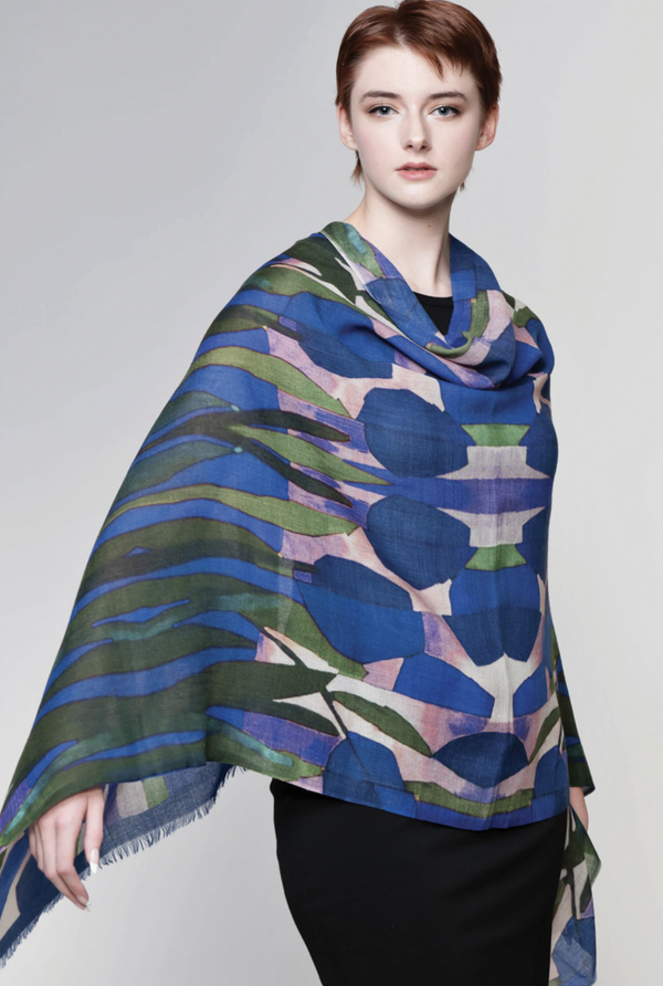 Navy Navita Fine Wool Shawl