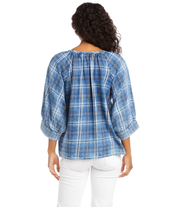 Denim Plaid Blouse