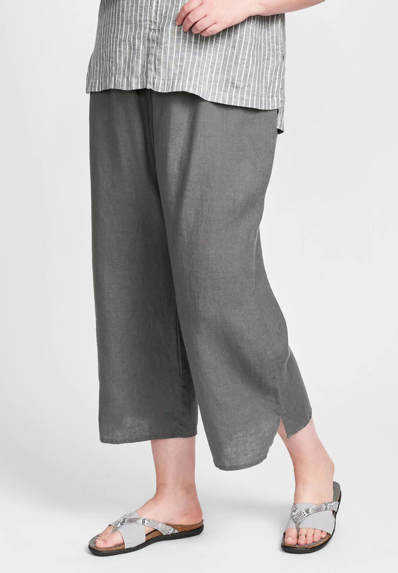 Grey Crop Linen Pant