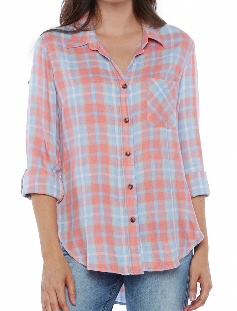 Melon Plaid Tencel Shirt