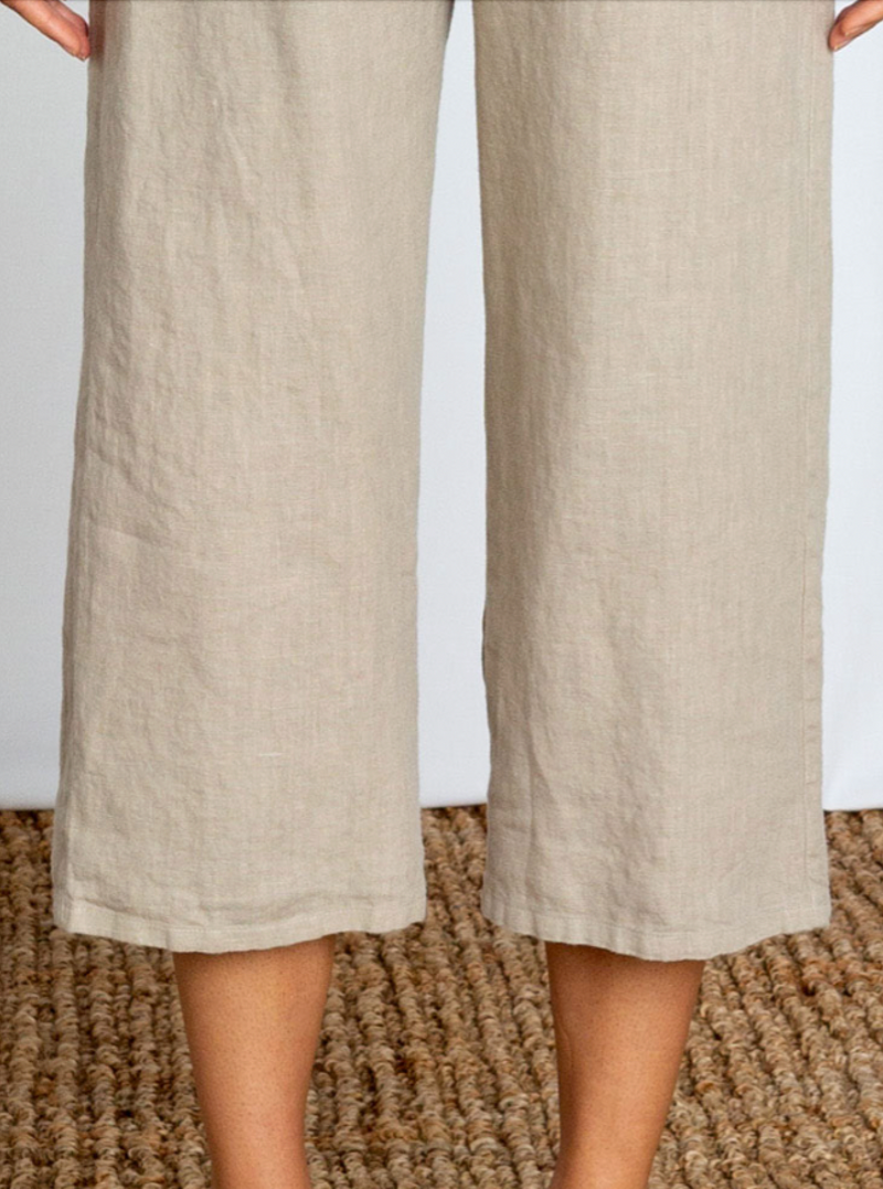 Natural Linen Easy Crop Pant