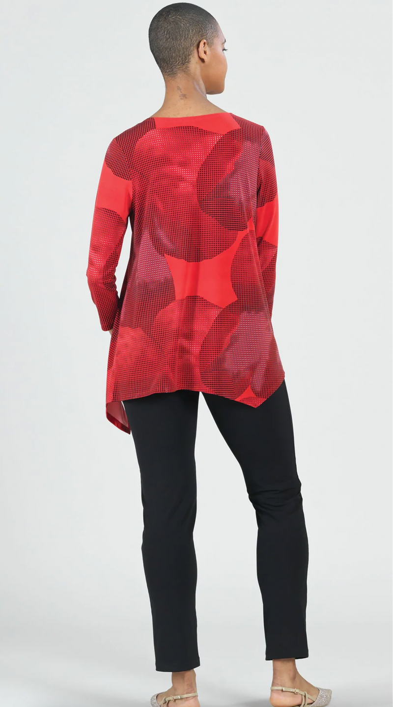 Red Grid Flow Tunic