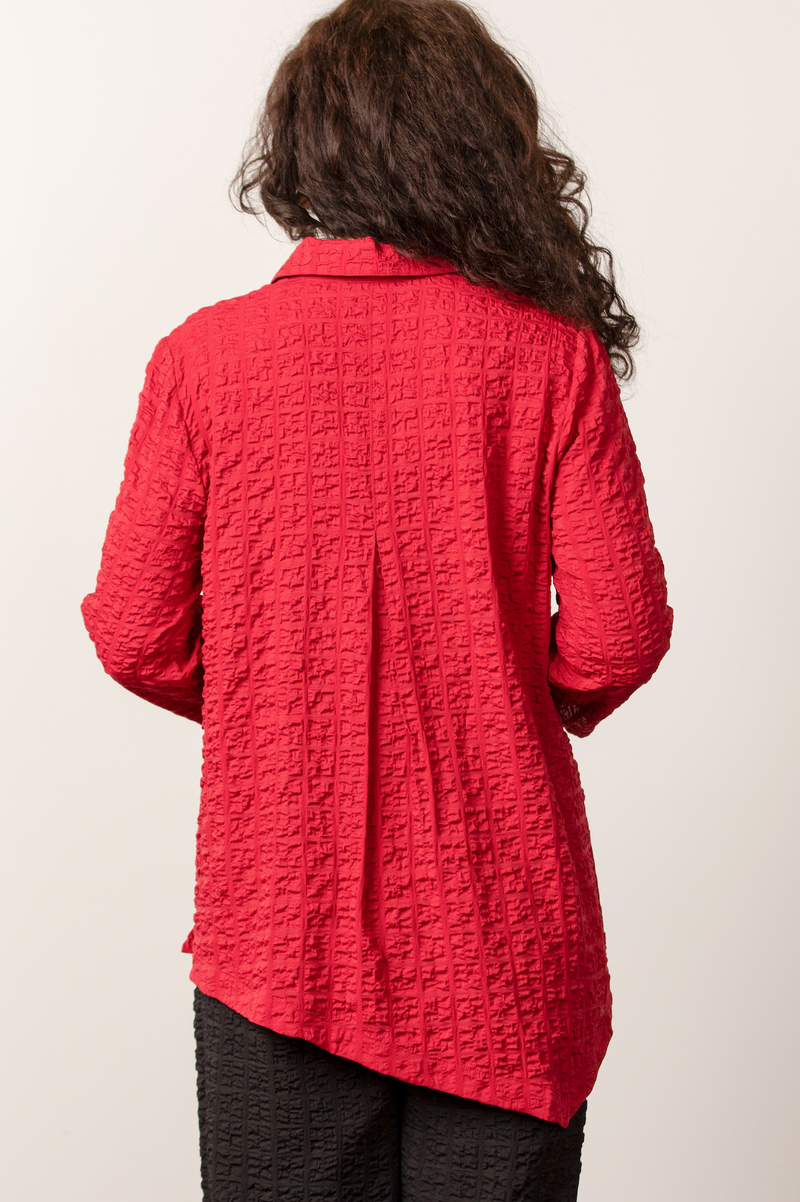 Red Textured Tunic Blouse