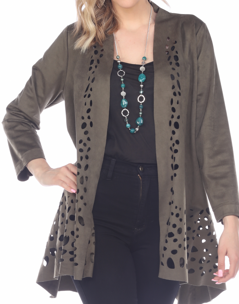 Olive Suede Cutout Jacket