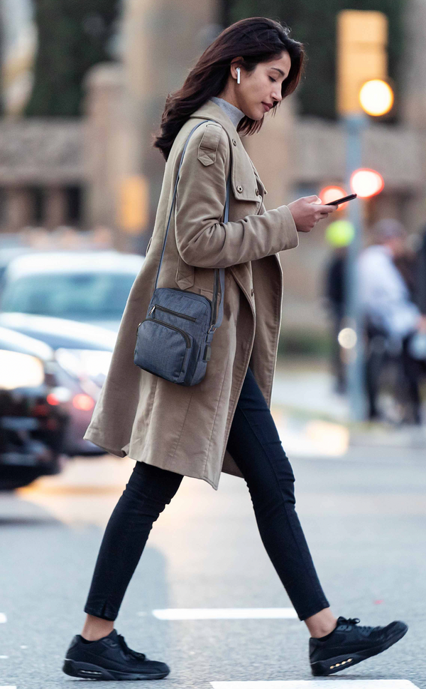 Gray Charge & Go Shoulder Bag