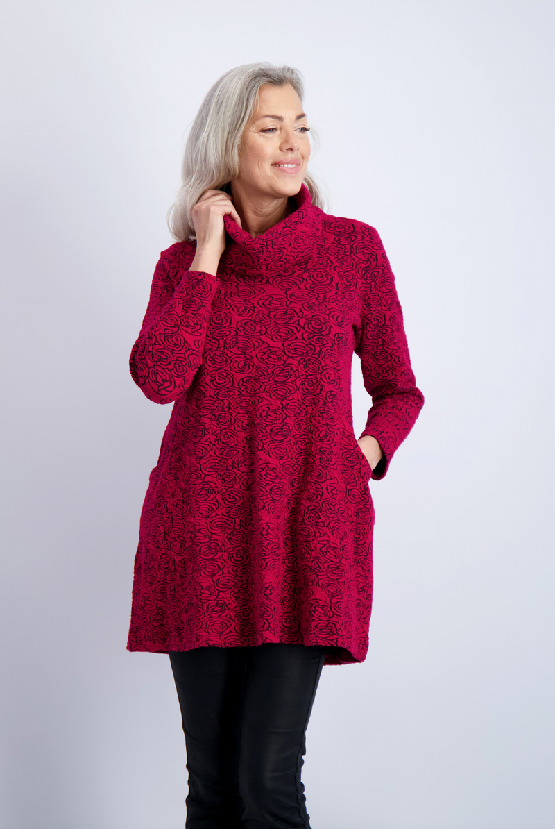 Scarlet Roses Tunic Top