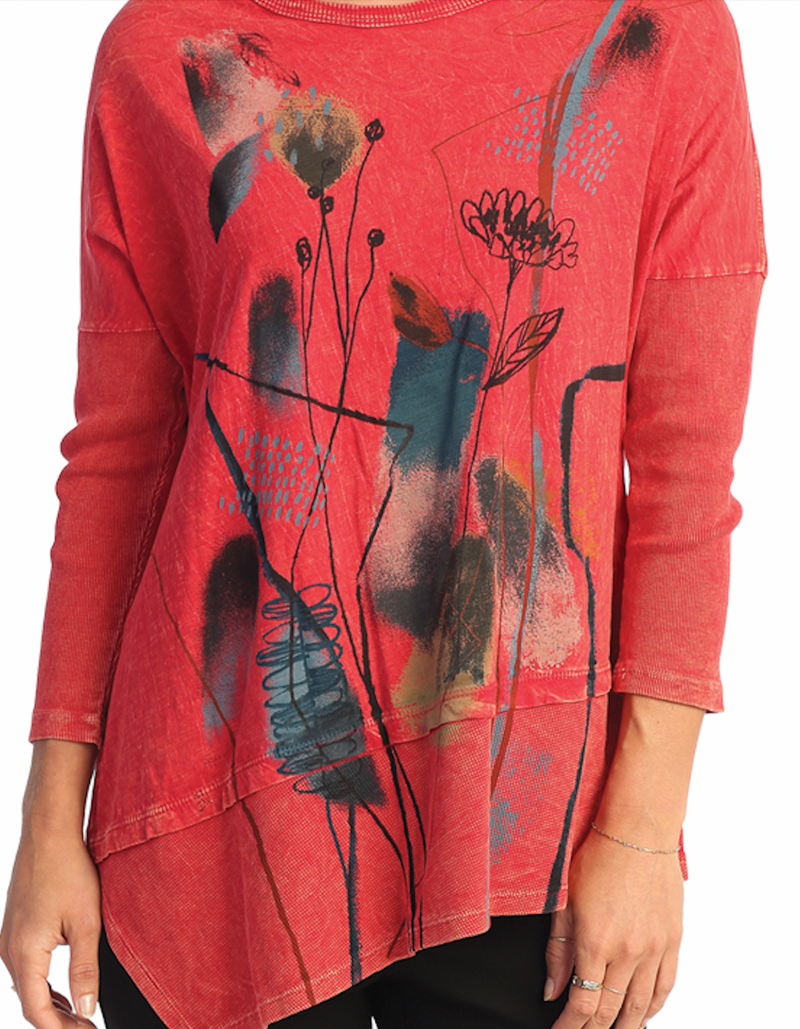 Scarlet Waffle Abstract Top