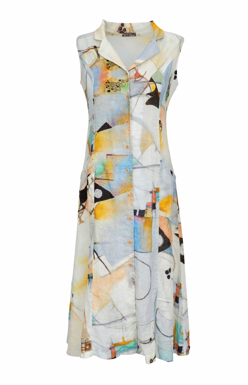 Abstract Art Linen Dress