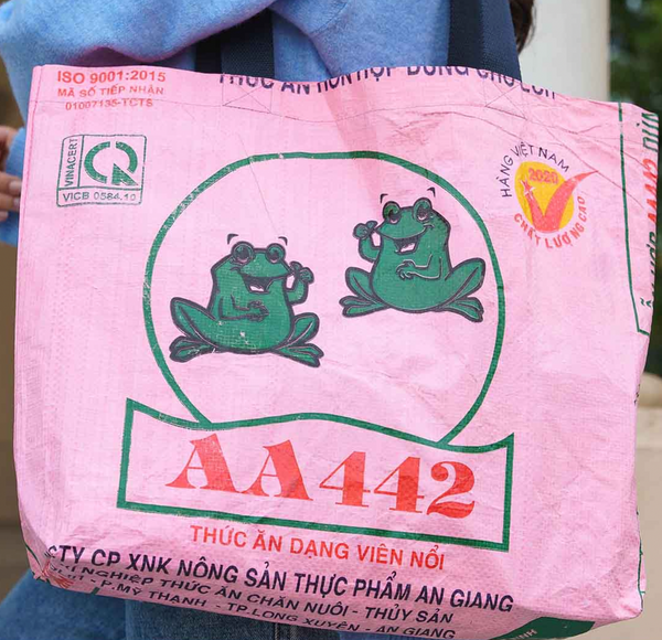 Pink Frog Recycled Tote