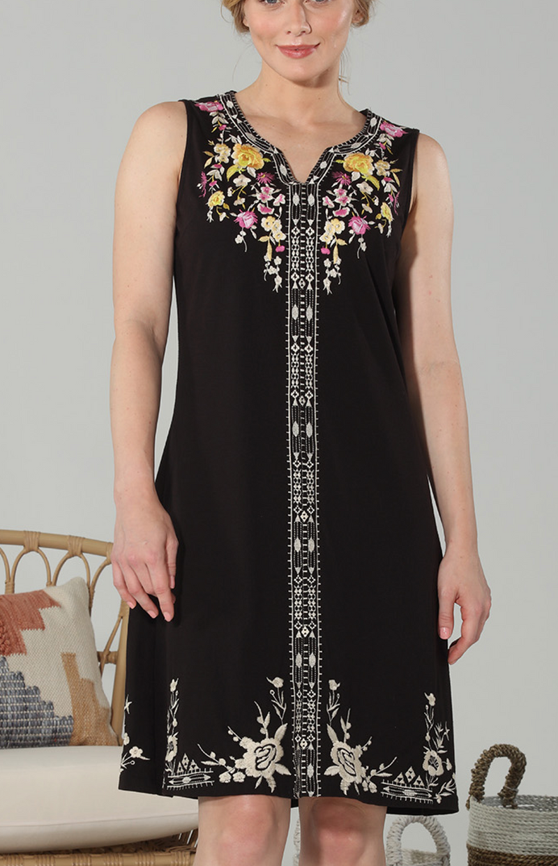 Embroidered Knit Shift Dress