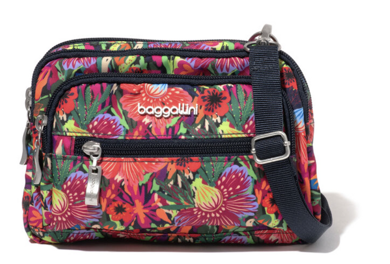Tropical Floral Triple Zip Bag
